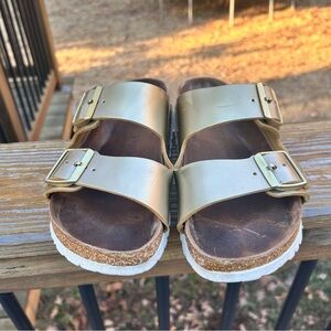 Birkenstock Gold Arizona Buckle Sandals
